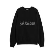 Versleten Crewneck Sweater met Gele Glimlach Barrow , Black , Heren