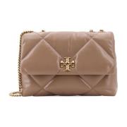 Matelassé schoudertas met metalen logo Tory Burch , Beige , Dames