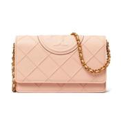 Roze Leren Diamantpatroon Schoudertas Tory Burch , Pink , Dames