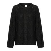 Zwart Glitter Gebreide Pullover Trui My Essential Wardrobe , Black , D...