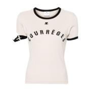 Gesp Contrast Bedrukt T-Shirt Courrèges , Beige , Dames