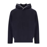 Navy Blue Hoodie met Witte Lijnen Emporio Armani , Blue , Heren