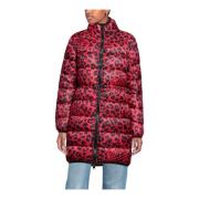 Luipaardprint donsjack Love Moschino , Red , Dames