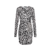 Luipaardprint Minijurk met Ruches Love Moschino , White , Dames