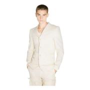 Wolblend Blazer met Rits Sluiting Comme des Garçons , Beige , Heren