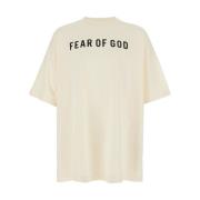 Beige Crew Neck T-shirt met Logo Print Fear Of God , Beige , Heren