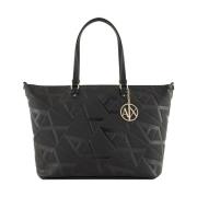 Zwarte Winkel Tas met Logo Emporio Armani , Black , Dames