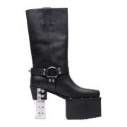 Transparante Hak Leren Laarzen Rick Owens , Black , Dames