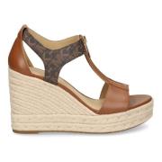 Bruin Leren Sleehak Sandalen Michael Kors , Brown , Dames