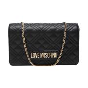 Gewatteerde Logo Schoudertas Zwart Love Moschino , Black , Dames