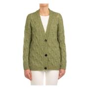 Groene Melange Kabelgebreide Vest Le Tricot Perugia , Green , Dames