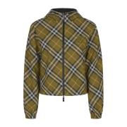 Omkeerbare Windbreaker Jas in Khaki Ruit Burberry , Multicolor , Dames