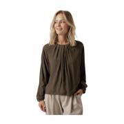 Groene Geplooide Blouse Oversized Fit Drykorn , Green , Dames