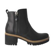 Zwarte leren enkellaars Pauline Panama Jack , Black , Dames