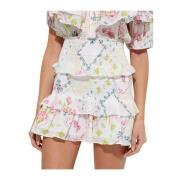 Bloemen Mini Rok Sicily Stijl Loveshackfancy , White , Dames