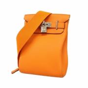 Pre-owned Leather shoulder-bags Hermès Vintage , Orange , Dames