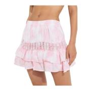 Roze Tie-Dye Kant Mini Rok Loveshackfancy , Pink , Dames