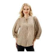 Vrouwelijke Crepe Fabric Shirt Zand IN Front , Beige , Dames