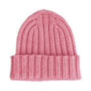 Elegante Geribbelde Kasjmier Beanie Made in Italia , Pink , Unisex