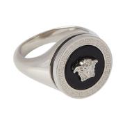 Medusa Emaille Ring Greca Gravures Versace , Gray , Heren