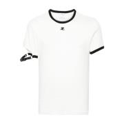 Gesp Contrast T-Shirt Courrèges , White , Dames