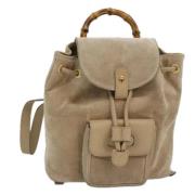 Pre-owned Leather backpacks Gucci Vintage , Beige , Dames