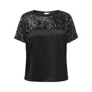 Zwart O-Neck Top Carrave Stijl Only Carmakoma , Black , Dames