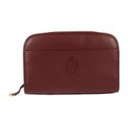 Pre-owned Leather clutches Cartier Vintage , Red , Dames