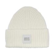 Chunky Rib Beanie met Logo Patch UGG , White , Dames