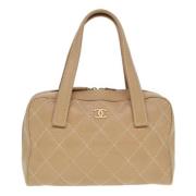 Pre-owned Leather handbags Chanel Vintage , Beige , Dames