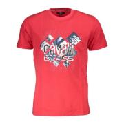 Rode T-shirt met korte mouwen en logo Cavalli Class , Red , Heren