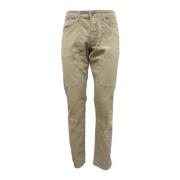 Beige Slim Fit Katoenen Broek met Patches Jeckerson , Beige , Heren