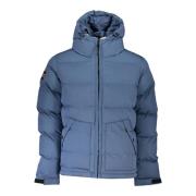 Blauwe Hoodie met Zakken en Rits Napapijri , Blue , Heren