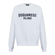 Sweatshirt met logo en fluweelachtige afwerking Dsquared2 , White , He...