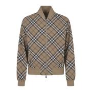 Ruitprint Harrington Wollen Jas Burberry , Multicolor , Heren