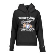 Zwarte hoodie met print en borduursel Tommy Hilfiger , Black , Dames