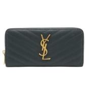 Pre-owned Leather wallets Saint Laurent Vintage , Gray , Dames