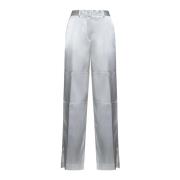 Witte Satijnen Wijde Pijp Broek Jil Sander , White , Dames