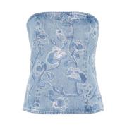 Indigo Blue Denim Jurk met Bloemenborduursel Rotate Birger Christensen...