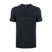 Elegant Blauw T-shirt met korte mouwen Giorgio Armani , Blue , Heren