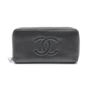 Pre-owned Leather wallets Chanel Vintage , Gray , Dames