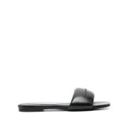 Zwarte Leren Sliders - Trendy Stijl Stella McCartney , Black , Dames