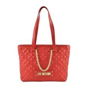 Witte Handtas met Handtekening Stofzak Love Moschino , Red , Dames