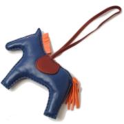 Pre-owned Leather key-holders Hermès Vintage , Blue , Dames