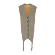 Oversize Wol Satijn Vest Moschino , Gray , Dames