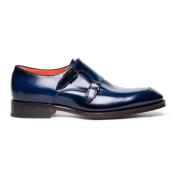 Heren leren dubbele monnik schoen Santoni , Blue , Heren