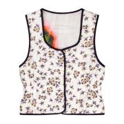 Omkeerbaar Gewatteerd Vest met Prints Munthe , Beige , Dames