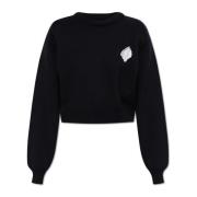 Sweatshirt met bloemenapplicatie. Rotate Birger Christensen , Black , ...