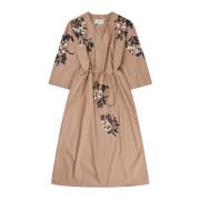 Bloemen Paillet Jurk met Tailleband Munthe , Beige , Dames