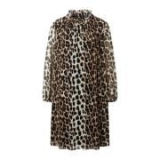 Mesh Leo Print Turtle Neck Jurk Ana Alcazar , Brown , Dames